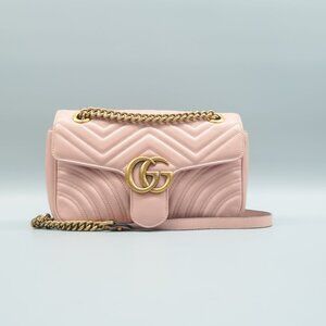 GUCCI GG Marmont Pink Leather Shoulder Bag